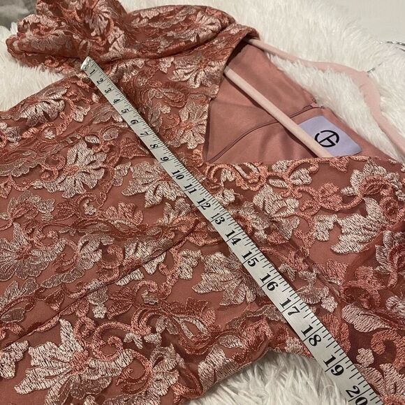 JS Collections Lia Puff Sleeve Midi Formal Dress in Pink Size 10 - Picture 4 of 9